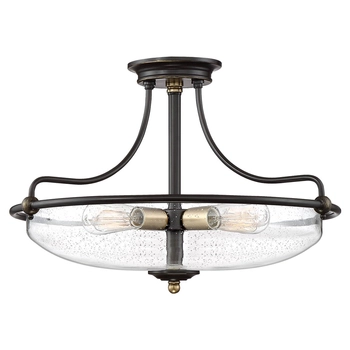 Szklana lampa sufitowa Griffin QZ-GRIFFIN-SFM-C-PNAB Quoizel brąz przezroczysty