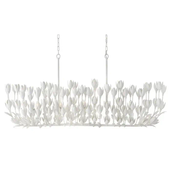 Żyrandol do salonu Flora QN-FLORA10-WHT kwiaty na łańcuchu biały