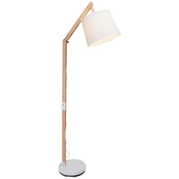 Regulowana lampa stojąca Carlyn 09958A75 z abażurem drewno biała