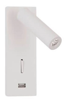 Pokojowa lampa ścienna Zarzal LED 3W 3000K do czytania biała