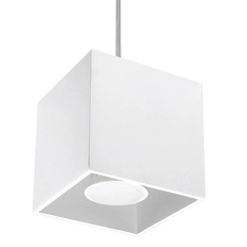 LAMPA wisząca SL.0062 metalowa OPRAWA zwis kostka cube biała