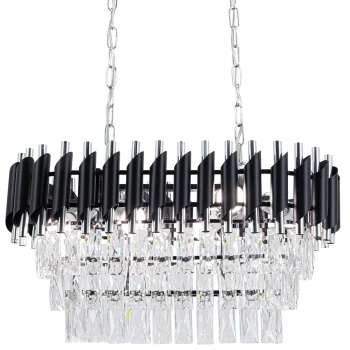 Żyrandol do salonu Toledo 6260/6E 8C BL kryształowe chrom czarny