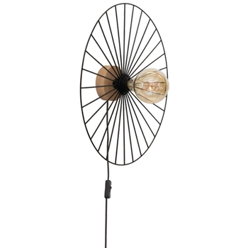 Loftowa lampa ścienna ANTONELLA 289249174 druciany kapelusz czarny drewno