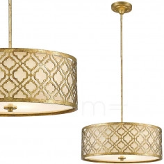 LAMPA wisząca GN-ARABELLA-P-L Elstead GILDED NOLA okrągła OPRAWA abażurowy zwis na łańcuchu we wzory złoty biały