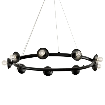 Industrialny żyrandol do salonu Palta KL-PALTA9-BK ring metalowy czarny