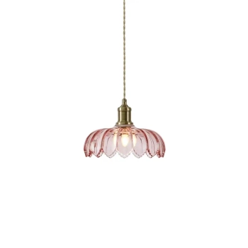 Wisząca lampa KURAGE różowa 109178 1xE27 retro szklana do pokoju