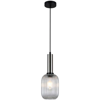 LAMPA wisząca ANTIOLA PND-5588-1M-SC+CL Italux plisowana OPRAWA szklany zwis nikiel przezroczysty