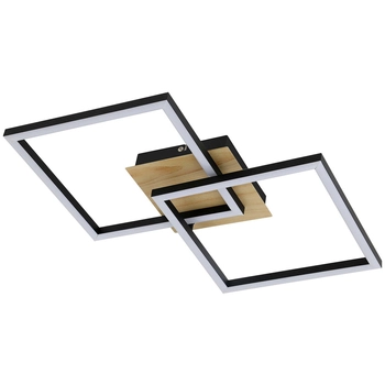 Ledowa lampa sufitowa Ashton 6589 24W 3000K plafon squares czarny drewno