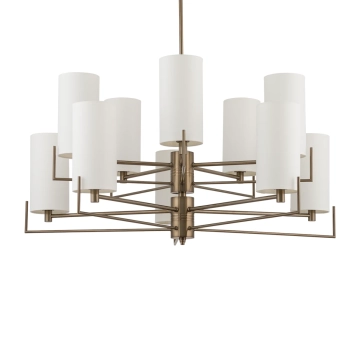 Abażurowy żyrandol do sypialni Nemi NEM-ZW-10 (T) tubki mosiądz tytan