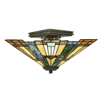 Geometryczny plafon Inglenook QZ-INGLENOOK-SF Quoizel witraż kolorowy