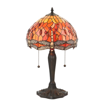 Lampa stojąca Dragonfly 64092 Interiors Tiffany na komodę kolorowa czarna