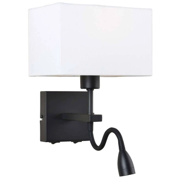 Abażurowa LAMPA ścienna NORTE WL-1122-2-BL-BM-RC-WH Italux klasyczna OPRAWA z peszlem LED 3W 3000K kinkiet czarny biały