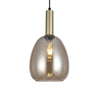 Szklana wisząca lampa Gater PND-23541-1-GD-CH owalna do kuchni złoty