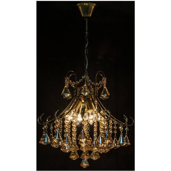 Pałacowa LAMPA wisząca Barcelona 6248/4 21QG Elem metalowa OPRAWA crystal ZWIS glamour mosiądz bursztynowy