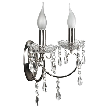 Ścienna lampa glamour AURORA 22-96138 szklana pałacowy z kryształkami chrom