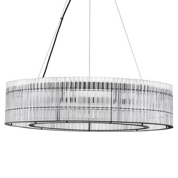 Liniowa lampa wisząca Actun LE43343 Luces Exclusivas glamour czarna przezroczysta