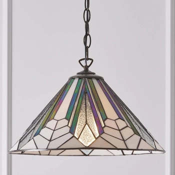 Lampa wisząca Astoria 63937 Interiors Tiffany witraż szklany czarny