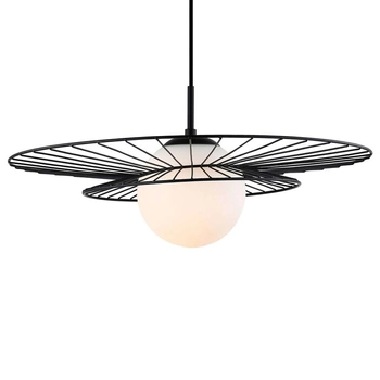 LAMPA wisząca ALISON MDM-4001/1 BK Italux druciana OPRAWA szklana kula ball ZWIS loft czarny biały