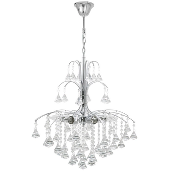 Pałacowa LAMPA wisząca 6246/6 8C Elem kryształowa OPRAWA crystal ZWIS glamour żyrandol chrom przezroczysty