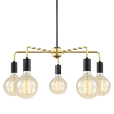 LAMPA wisząca MALENE MDM3386/5 BK+GD Italux metalowa OPRAWA pająk ZWIS żarówki bulbs loft złoty