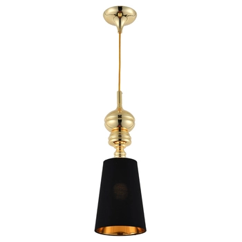 Wisząca lampa hampton Queen MP-8846-18 black gold Step abażurowa czarna złota