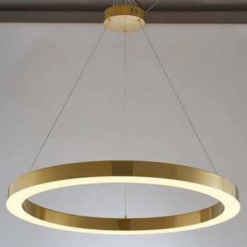 LAMPA wisząca SLIM/000083/3000/G MDECO okrągła OPRAWA ring ZWIS LED 57W 3000K metalowy złoty