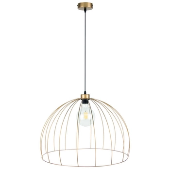 Loftowa lampa wisząca COOP 1883974 metalowa druciany czarna drewno