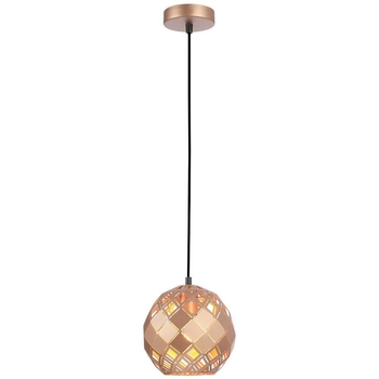 Wisząca LAMPA geometryczna PAULELA PND-34221-1S-GD Italux ażurowy ZWIS do sypialni złoty