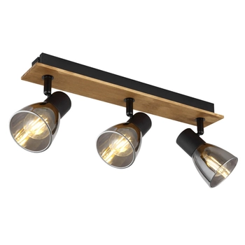 Nasufitowa lampa Claude 54307-3W drewno przydymiona