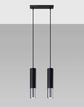 Loftowa LAMPA wisząca SL.0941 modernistyczna OPRAWA metalowy ZWIS tuby czarne chrom