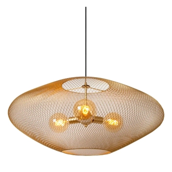Druciana lampa wisząca MESH 21423/88/02 Lucide nad stół złoty
