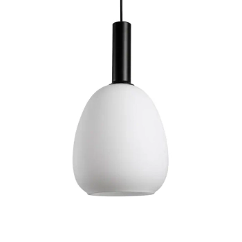 Owalna lampa wisząca Gater PND-23541-1-BK-OP szklana nad wyspę biały czarny