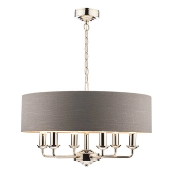 Salonowa lampa wisząca Sorrento LA3668938-Q Laura Ashley tkaninowa szara nikiel