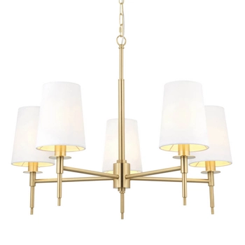 Lampa zwisowa z abażurami L&-199458 Light& metalowa biała złota