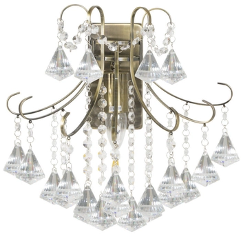 Kinkiet LAMPA glamour 6248/1 21QG+TR Elem szklana OPRAWA ścienna z kryształkami crystals mosiądz przezroczysta