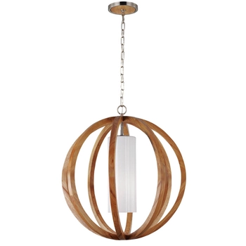 Lampa wisząca na łańcuchu Allier FE-ALLIER-P-L-LW Feiss drewniana brązowa