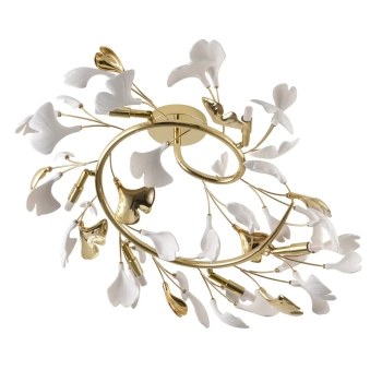 Dekoracyjna lampa sufitowa Leaf MX2858-6-EGN motyw kwiatowy złoty