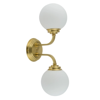 Podwójna lampa ścienna Abano ABA-K-2 (ZM) kula szklana biała mosiądz