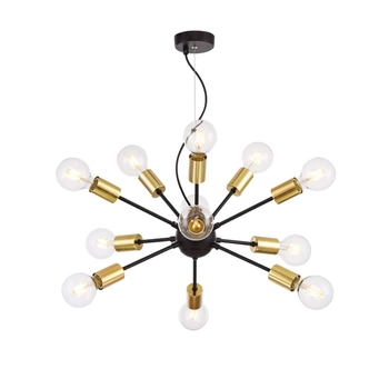 Wisząca LAMPA loftowa JACKSON T546PL-12B Maytoni metalowa OPRAWA pręty ZWIS industrialny sticks złote czarne
