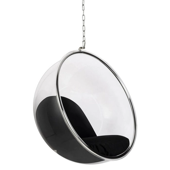 Wiszący fotel nowoczesny Bubble JH-200.#1.BLACK do salonu na łańcuchu