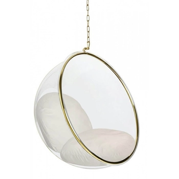 Wiszący fotel wypoczynkowy Bubble JH200.56 GOLD King Home poduszka beżowy złoty
