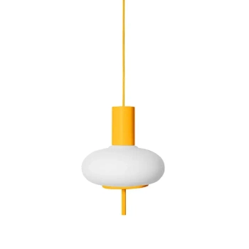 Wisząca lampa owalna TORNI TOA154P0 biała melonowy szklana metalowa żołty E27 do salonu