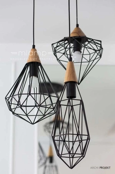 LAMPA wisząca MAELLE MDM-2591/3 BK Italux metalowa OPRAWA druciana hygge ZWIS kaskada geometryczna czarna