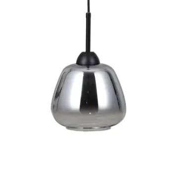 Szklana lampa wisząca Felis PND-40824-1-BK do sypialni czarna przydymiona