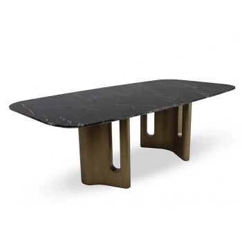 Stół ESSENZA MM001501100385 czarny złoty dekor marmuru metal 240x120cm