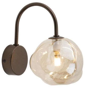 Ścienny kinkiet na wysięgniku Lava 11024 kula bursztynowa brązowa