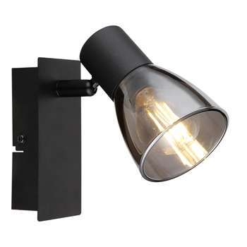 Lampa ścienna Claude 54307-1 z włącznikiem czarna przydymiona