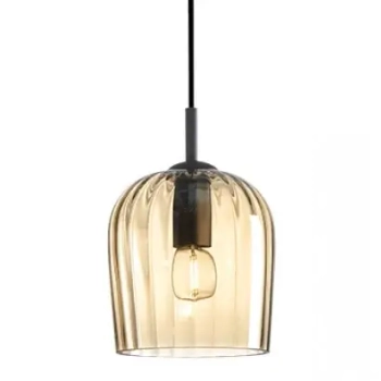 Wisząca szklana lampa 22116 do sypialni szampański czarny