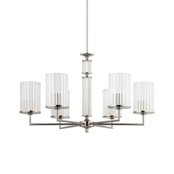 Żyrandol do sypialni Artu Ryfel ART-ZW-6 (N) R szklany tuby nikiel