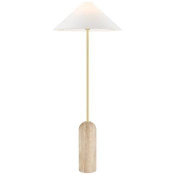 Stojąca lampa abażurowa Loxley F01463BR-WH metalowa mosiądz
